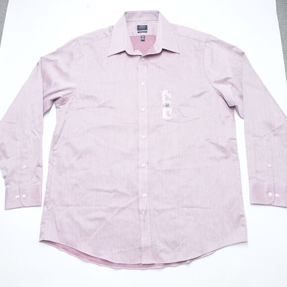 Arrow Dress Shirt Men's Large (16-16.5) Pink Classic-Fit Long Sleeve Button-Up - Picture 1 of 6